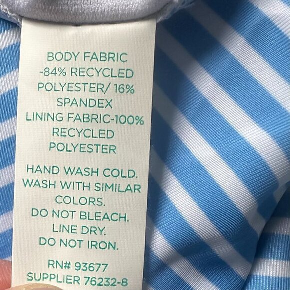 OUTDOOR OASIS BLUE AND WHITE STRIPED ONE PIECE SWIMSUIT - SIZE SMALL - Picture 7 of 7